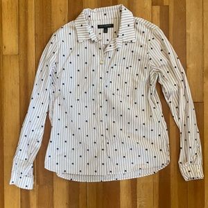 Pink & white striped with elephants Banana Republic button down - size XS